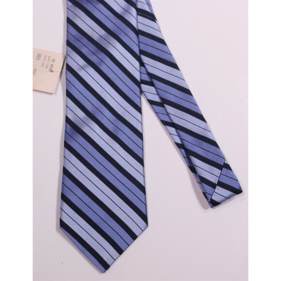 Ike Behar Blue Striped Repp Silk Necktie Tie - Picture 3 of 6